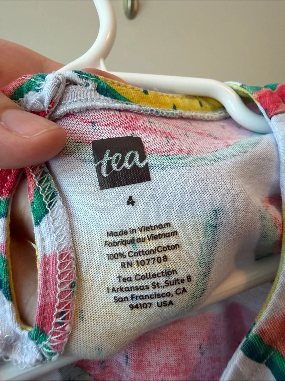 Tea Collection Watermelon Print Dress Size 4 | White Red Yellow | VGUC